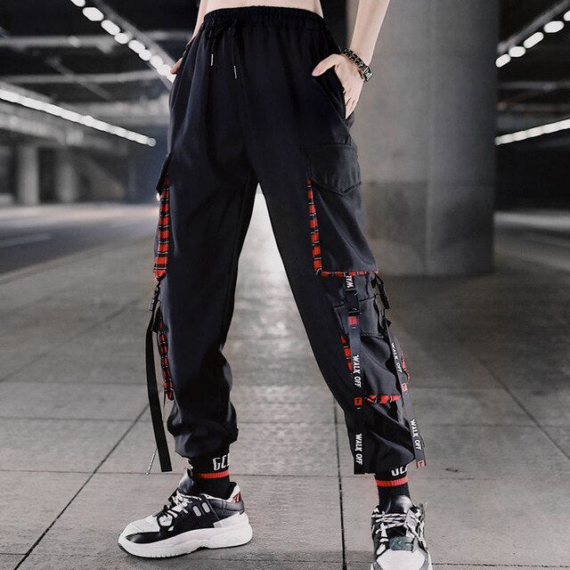 Autumn 2020 Fashion Women Pants Cargo High Waist Chains Trousers Joggers Ladies Hip Hop Solid Loose Spring Streetwear Female