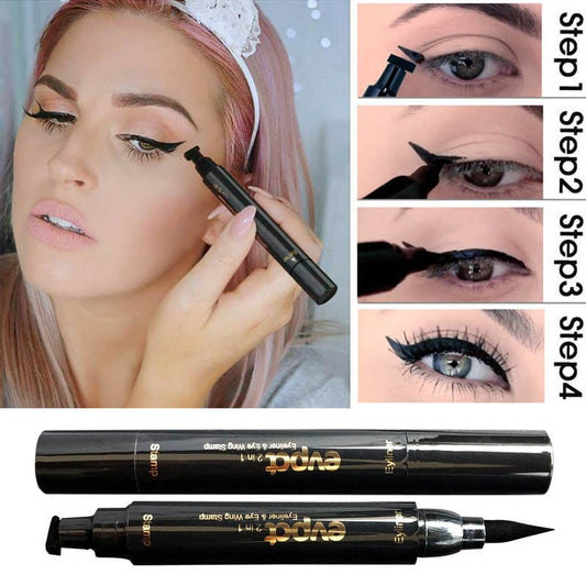 2 In1 Eyeliner Stamp Liquid Eyeliner Pencil Makeup Stamps Seal Pen Stamp Eyeliner Pencil Waterproof Quick Dry Eyeliner TSLM1